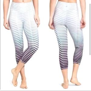 Athleta ombre rainbow striped cropped leggings.. Mid rise